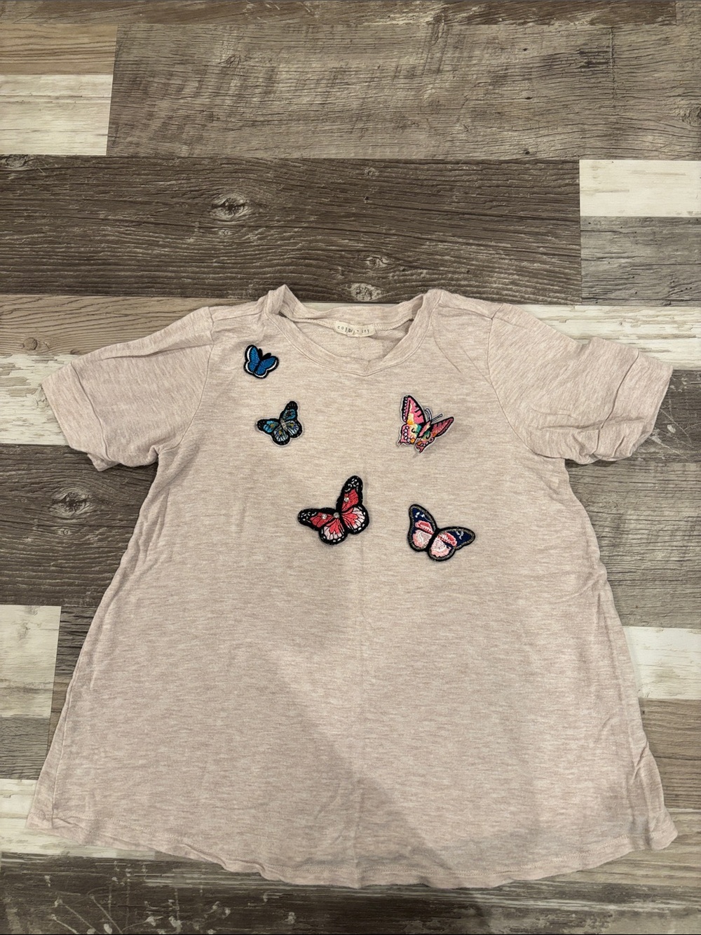 Girls' Butterfly Patch Short Sleeve Top